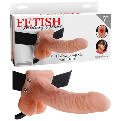 FETISH FANTASY 7 INCH HOLLOW STRAP ON WITH BALLS PURPLE